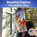 Red and White Basenji House Flag 28x40 Porch Sleeve Pole Decorative Outside Yard Banner Artwork Wall Hanging, Polyester