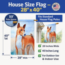 Red and White Basenji House Flag 28x40 Porch Sleeve Pole Decorative Outside Yard Banner Artwork Wall Hanging, Polyester