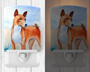 Red and White Basenji Ceramic Night Light Compact, UL-Certified, Ideal for Bedroom, Bathroom, Nursery, Hallway, Kitchen, 6x4x3, Multicolor