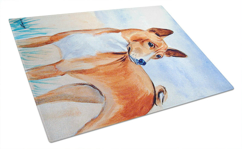 Red Basenji Glass Cutting Board Large