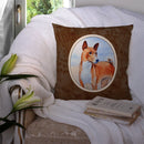Red and White Basenji Decorative Throw Pillow 14x14 Indoor Outdoor Accent Cushion, Fabric Cover with Insert for Sofa, Bed, Porch & Living Room