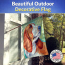 Basset Hound House Flag 28x40 Porch Sleeve Pole Decorative Outside Yard Banner Artwork Wall Hanging, Polyester