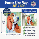 Basset Hound House Flag 28x40 Porch Sleeve Pole Decorative Outside Yard Banner Artwork Wall Hanging, Polyester