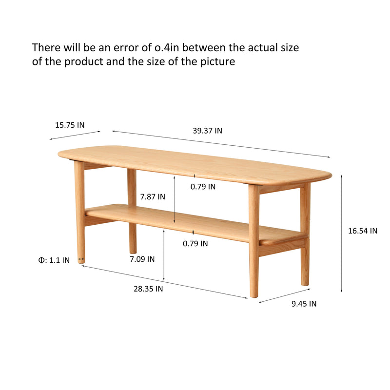 Center table Low Table 100% solid wood Top plate Desk Coffee table Width 100 x Depth 40 x Height 42 cm Study desk Work from home Easy to assemble Natural wood with storage shelf Natural writing desk