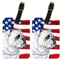 USA American Flag with English Bulldog Luggage Tag