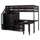 Loft Bed With Stairs, Bookshelf, Drawers, Desk & Wardrobe, Space Saving Multifunctional Furniture by HouseOfZazla