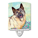 Norwegian Elkhound Ceramic Night Light Compact, UL-Certified, Ideal for Bedroom, Bathroom, Nursery, Hallway, Kitchen, 6x4x3, Multicolor