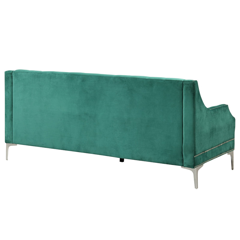 78" Modern Sofa Dutch Plush Upholstered Sofa with Metal Legs, Button Tufted Back Green