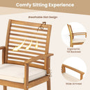 Outdoor Patio Dining Chairs Set of 2 with Removable Padded Cushion and Slatted Backrest-Beige by LJGDeals