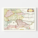 Vintage Map of Southern Holland 1665