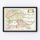 Vintage Map of Southern Holland 1665