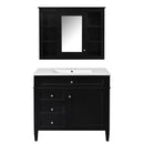 Bathroom Vanity With Mirror Cabinet, Single Sink With 2 Soft Closing Doors And 4 Drawers