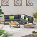 Sterling V-Shaped Outdoor Aluminum 5 Seater Sofa Set with Cushions by HouseOfZazla