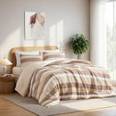 3-Piece Full/Queen Stripe Textured Print Comforter Set in Terracotta