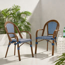 Bistro Chair With 2 Toned Checkered Pattern (Set of 2) - White / Navy by HouseOfZazla