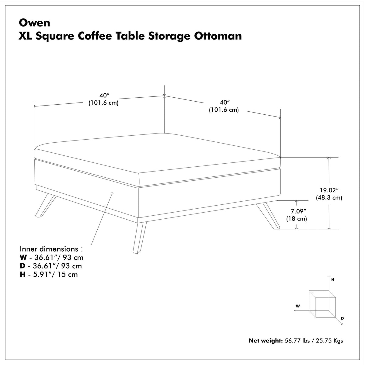 Owen - Multifunctional Square Coffee Table Storage Ottoman, photo 38 of 40