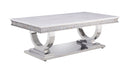 Zander Printed Faux Marble Top Mirrored Coffee Table