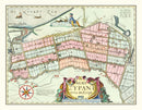 Vintage Map of Zijpe, Holland 1665