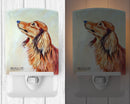 Long Haired Red Dachshund Ceramic Night Light Compact, UL-Certified, Ideal for Bedroom, Bathroom, Nursery, Hallway, Kitchen, 6x4x3, Multicolor