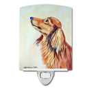 Long Haired Red Dachshund Ceramic Night Light Compact, UL-Certified, Ideal for Bedroom, Bathroom, Nursery, Hallway, Kitchen, 6x4x3, Multicolor