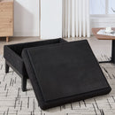 Upholstered Storage Ottoman With Reversible Lid Coffee Table With Rubberwood Legs by HouseOfZazla