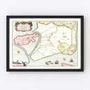 Vintage Map of Koegras, Holland 1665