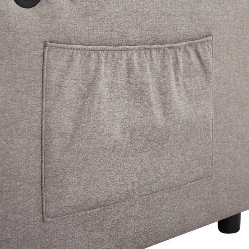 55.9" Convertible Sofa Bed Loveseat Sofa with Three USB Ports, Two Side Pockets, Two Cup Holders and 360Swivel Phone Holder for Living Room, Light Grey