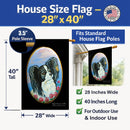 Black and White Papillon House Flag 28x40 Porch Sleeve Pole Decorative Outside Yard Banner Artwork Wall Hanging, Polyester