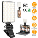 Rechargeable Selfie Light Fill Light 2000mAh Portable Clip On Light with 3 Light Modes 10 Brightness Levels for Phone Laptop Live Stream Make up Photo