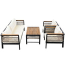 4 Pieces Outdoor Sectional Sofa Set 5 Person Patio Seating Group Outdoor Conversation Set With Cushions And A Coffee Table For Patios by HouseOfZazla