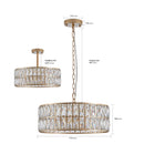 18' Golden Modern Crystal Drum Chandelier - 6-Light Pendant Lighting