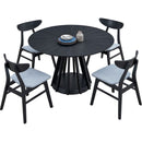 47.24 Inch Saving Place Table,Wooden Dining Table for 4 Persons,Modern Design Round Kitchen Table with Sturdy Pedestal for Living Room,Apartment,Restaurant,Black