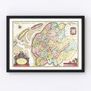 Vintage Map of West Friesland, Holland 1665