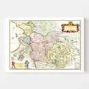 Vintage Map of Overijssel, Holland 1665