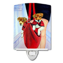 Jack Russell Terrier Ceramic Night Light Compact, UL-Certified, Ideal for Bedroom, Bathroom, Nursery, Hallway, Kitchen, 6x4x3, Multicolor
