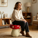 13.8" Oversized Mushroom Statue Stool with Forest Base by HouseOfZazla