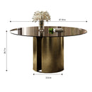 Modern Round Dining Table Set With Glass Top And Steel Legs by HouseOfZazla