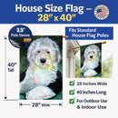 Old English Sheepdog House Flag 28x40 Porch Sleeve Pole Decorative Outside Yard Banner Artwork Wall Hanging, Polyester