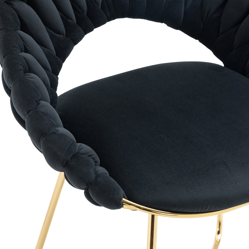 Accent Chairs Set of 2, Velvet Side Chairs with Gold Legs, Mid-Century Upholstered Dining Chairs for Living Room, Kitchen, Bedroom, Beauty Room