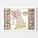 Vintage Map of the Saxon Kingdoms of Britain 1665