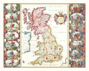Vintage Map of the Saxon Kingdoms of Britain 1665