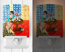 Lady with her Pug Ceramic Night Light Compact, UL-Certified, Ideal for Bedroom, Bathroom, Nursery, Hallway, Kitchen, 6x4x3, Multicolor