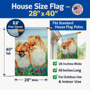 Pomeranian House Flag 28x40 Porch Sleeve Pole Decorative Outside Yard Banner Artwork Wall Hanging, Polyester
