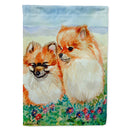 Pomeranian House Flag 28x40 Porch Sleeve Pole Decorative Outside Yard Banner Artwork Wall Hanging, Polyester