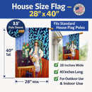 Lady with her Pug House Flag 28x40 Porch Sleeve Pole Decorative Outside Yard Banner Artwork Wall Hanging, Polyester