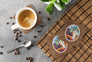 Lady with her Pug Foam Coasters Set of 4 Cup Coasters for Indoor Outdoor, Tabletop Protection, Anti Slip, Mouse pad Material