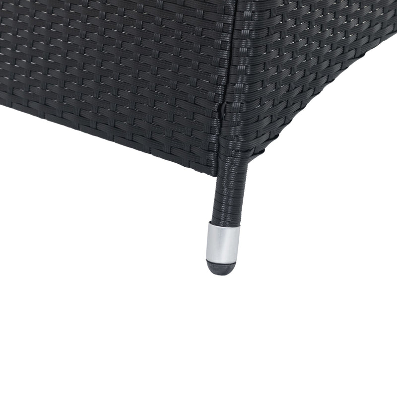 7 Piece Outdoor Patio Wicker Dining Set Patio With Adjustable Backrest Black Wicker + Dark Grey Cushion