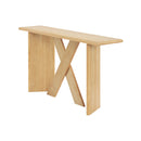 X-Frame Console Table, Angled Cross Leg Design, Rounded Edges - Natural by HouseOfZazla