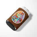 Lady with her Pug Can or Bottle Hugger Cooler Sleeve for Standard 12 oz Cans, Insulated Foam Beer & Soda Can Hugger Reusable