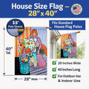 Lady with her Pug House Flag 28x40 Porch Sleeve Pole Decorative Outside Yard Banner Artwork Wall Hanging, Polyester